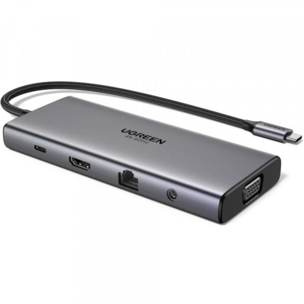 Фото - Хаб USB UGREEN USB 3.2 Type-C 1xUSB-A3.2/1xUSB-A3.1/2xUSB-C3.2/ RJ45/HDMI/VGA/RJ45/SD/TF+3.5mm PD CM639 (45520)