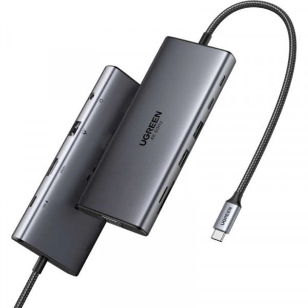 Фото - Хаб USB UGREEN USB 3.2 Type-C 1xUSB-A3.2/1xUSB-A3.1/2xUSB-C3.2/ RJ45/HDMI/VGA/RJ45/SD/TF+3.5mm PD CM639 (45520)