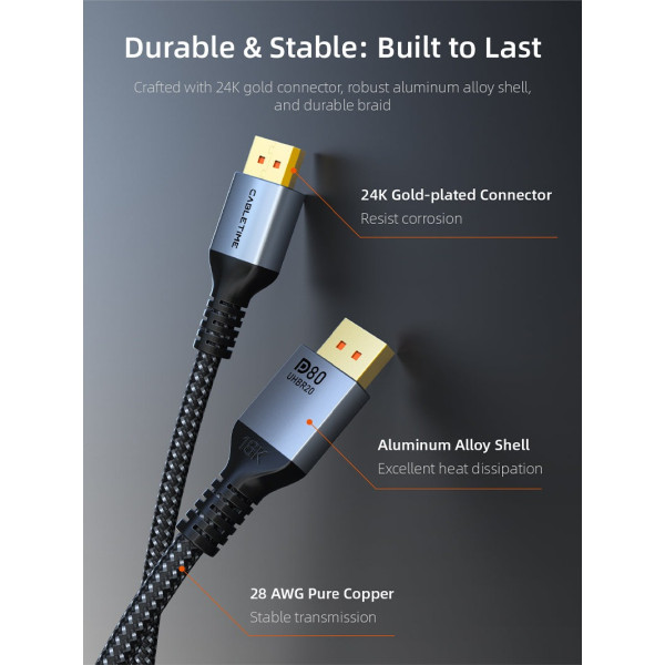 Фото - Кабель Cabletime DisplayPort v2.1 2m Black (CD13L)