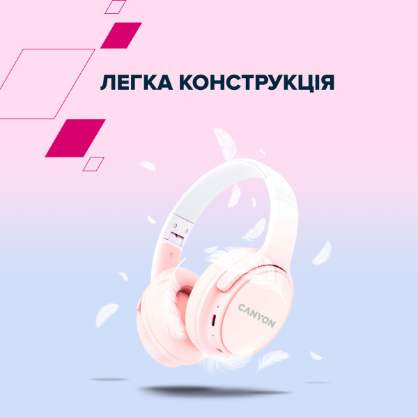 Фото - Наушники накладные беспроводные Canyon OnRiff 4 Bluetooth Pink (CNS-CBTHS4P)