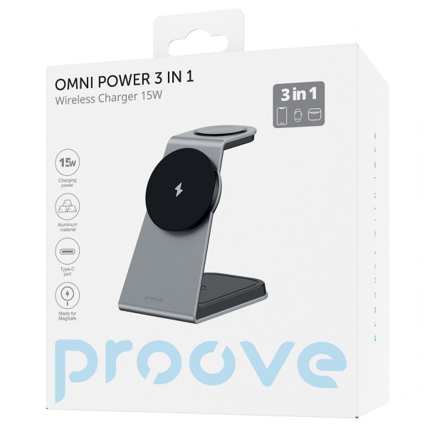 Фото - Беспроводное зарядное устройство Proove Omni Power 3 in 1 Gray