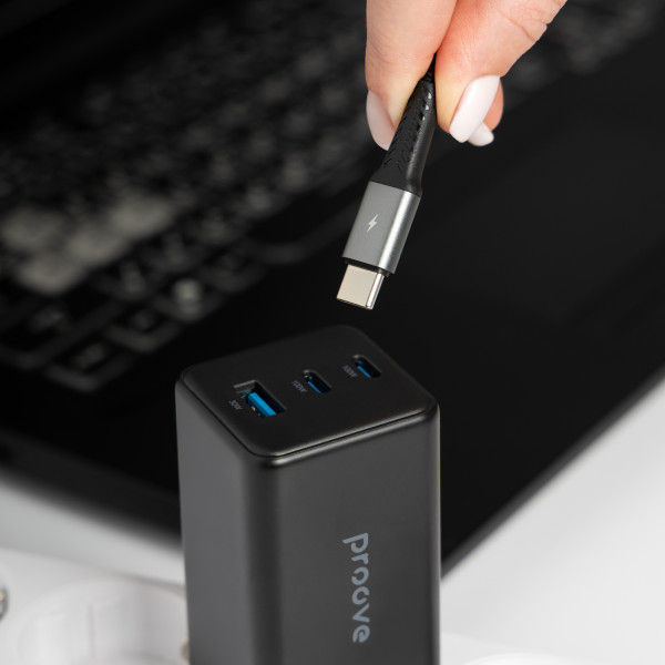 Фото - Сетевое зарядное устройство Proove Pocket GaN 65W (2Type-C + USB) Black (WCPG65121201)