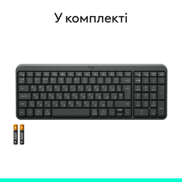 Фото - Клавиатура беспроводная Logitech K250 Wireless Keyboard Graphite UKR (920-013822)
