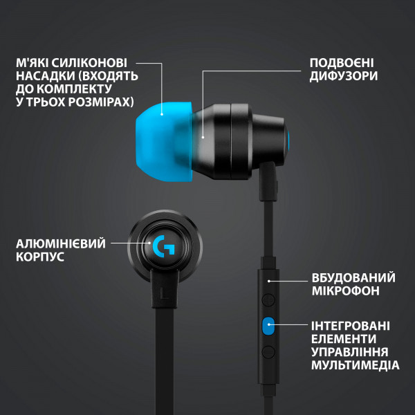 Фото - Наушники вкладыши проводные Logitech G333 Black (981-000924)