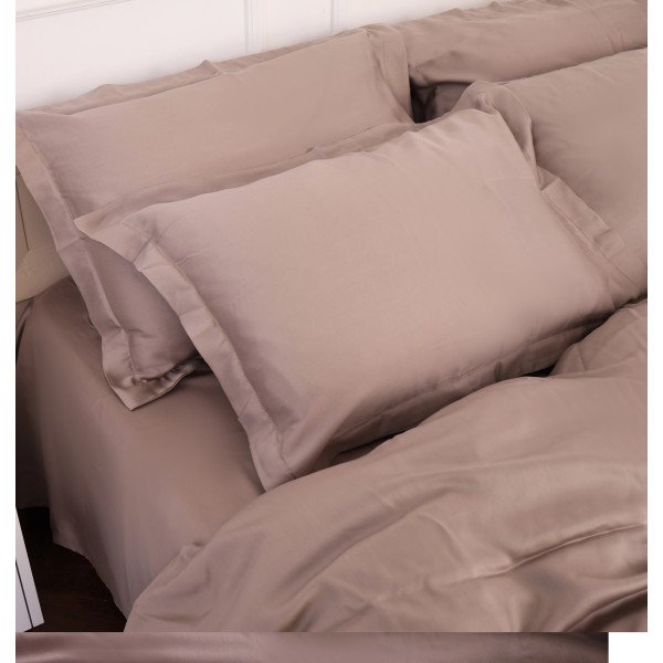 Фото - Простынь двуспальная MirSon Imperial Tencel №08 Beige 180х190 см (2200010756531)