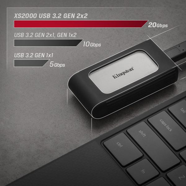 Фото - SSD-накопитель внешний Kingston XS2000 2TB USB 3.2 Type-C 2x2 IP55 3D NAND (SXS2000/2000G)