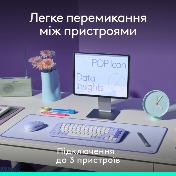 Фото - Уценка - Клавиатура+мышь беспроводная Logitech POP Icon COMBO Graphite UKR (920-013156)