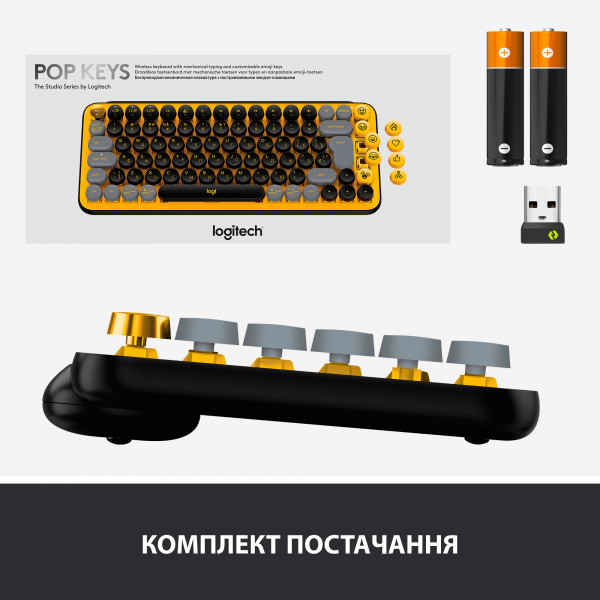 Фото - Клавиатура беспроводная Logitech POP Keys Wireless Mechanical Keyboard With Emoji Keys Blast Yellow (920-010735)