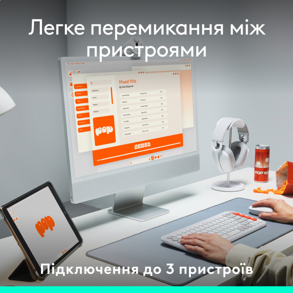Фото - Уценка - Клавиатура беспроводная Logitech POP Icon Keys Graphite UKR (920-013157)