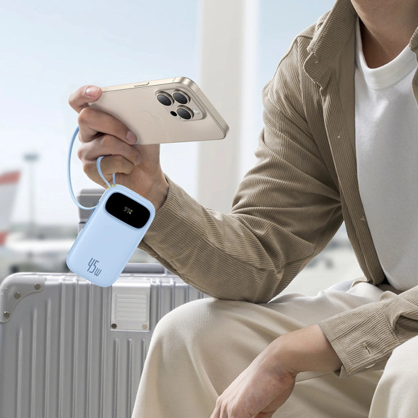 Фото - Батарея мобильная Baseus 20000mAh EnerFill FC31 45W PD,QC,USB-A,USB-C In/Out, built-in USB-C/Lightning cable Blue (E0028D03)