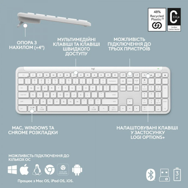 Фото - Клавиатура беспроводная Logitech Signature Slim Wireless Keyboard K950 White (920-012466)