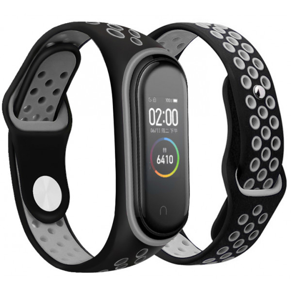 Фото - Ремешок для фитнес-браслета BeCover Nike Style for Xiaomi Mi Smart Band 5 Black-Gray (705151)