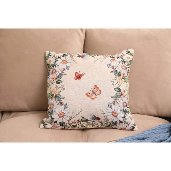 Фото - Подушка декоративная Прованс Alicia бабочки и цветы 45х45 см (021823)