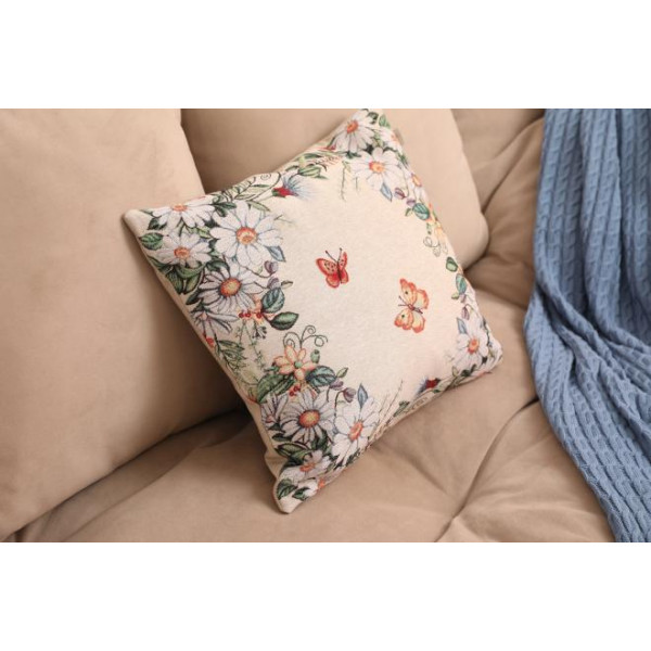 Фото - Подушка декоративная Прованс Alicia бабочки и цветы 45х45 см (021823)
