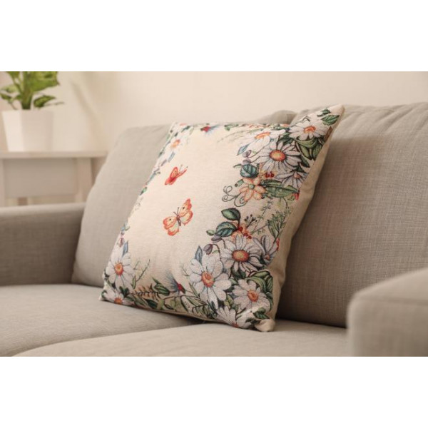 Фото - Подушка декоративная Прованс Alicia бабочки и цветы 45х45 см (021823)