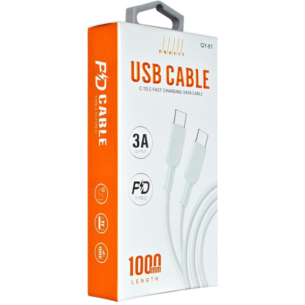 Фото - Кабель синхронизации данных Profit QY-81 Type-C to Type-C 1m PD3A White (000001367)