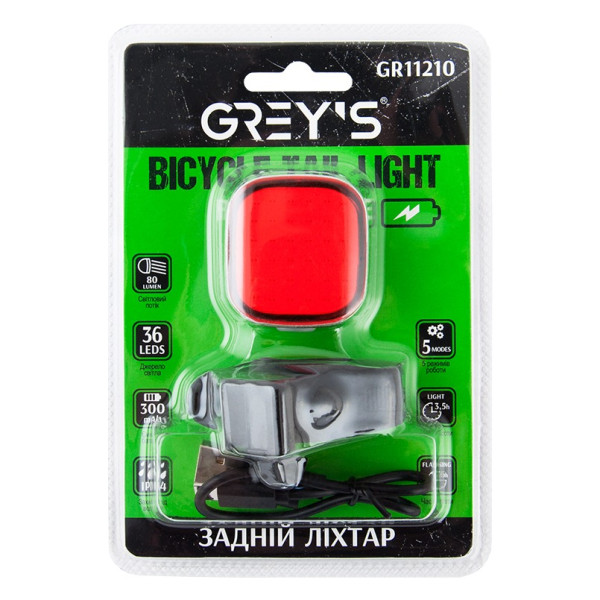 Фото - Фонарь велосипедный Grey's 36xLEDs 80lm 300mAh 5 реж. (GR11210)