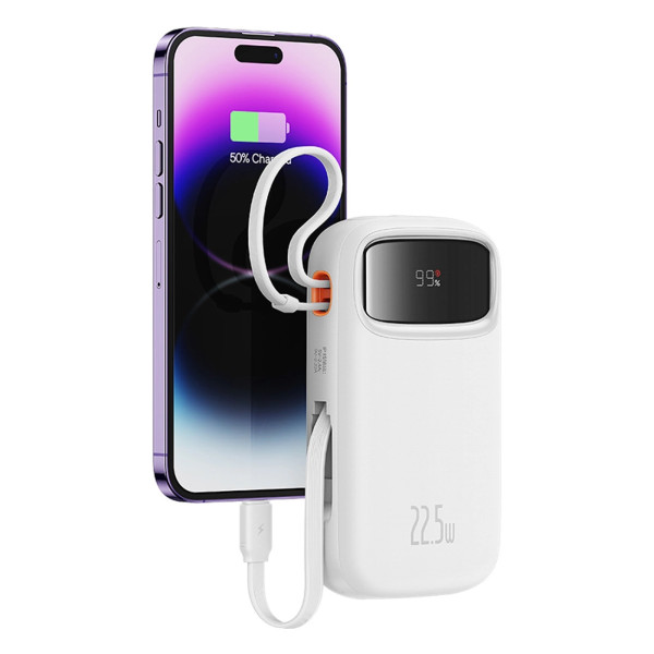 Фото - Батарея мобильная Baseus 20000mAh Qpow2 22.5W PD,QC3.0 USB-A, USB-C In/Out, with built-in USB-C/Lightning cable (P10055002223-00)