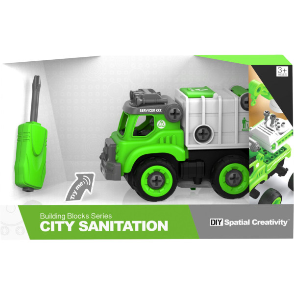 Фото - Пластиковый конструктор DIY Spatial Creativity мусоровоз (LM8041-SZ-1)