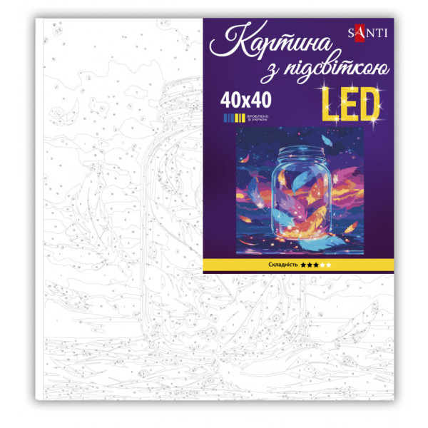 Фото - Картина по номерам Santi Магические перья 40х40 см LED подсветка (956543)