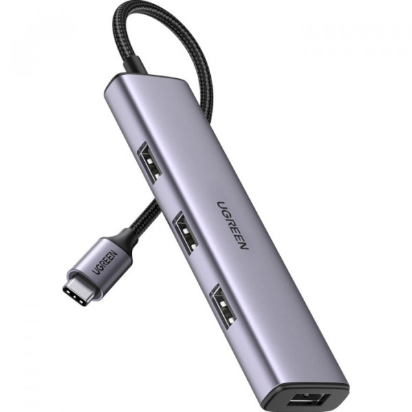 Фото - Хаб USB UGREEN CM473 4-port 1м USB 2.0 Gray (20841)