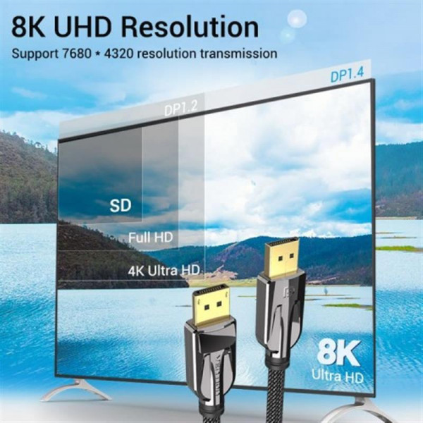 Фото - Кабель Vention DisplayPort-DisplayPort v1.4 2 m Black (HCABH)