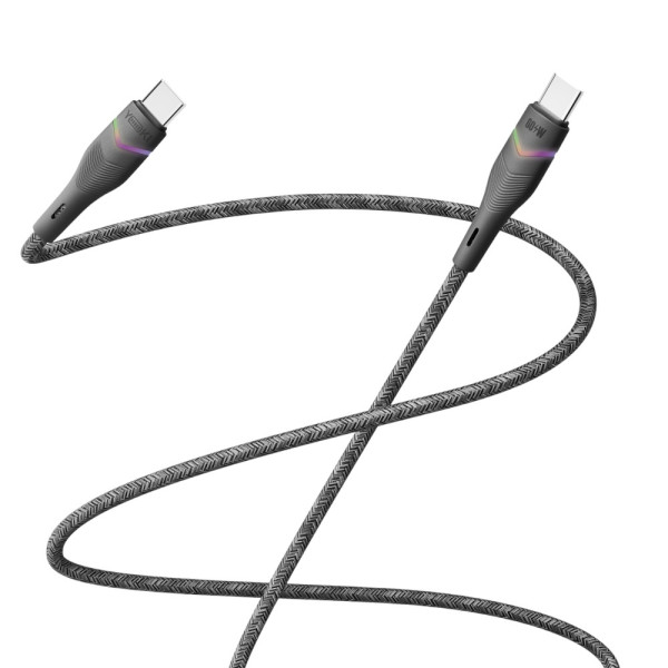 Фото - Кабель синхронизации данных YOKI RGB Type-C to Type-C 60W 1.2m Black (YK-RG24)