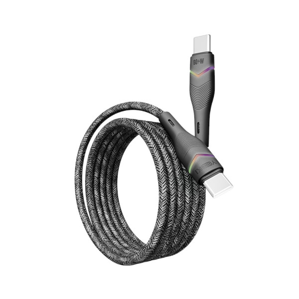 Фото - Кабель синхронизации данных YOKI RGB Type-C to Type-C 60W 1.2m Black (YK-RG24)