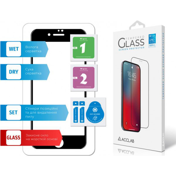 Фото - Защитное стекло для смартфона ACCLAB Full Glue for Apple iPhone SE 2020/8/7 Black (1283126508172)