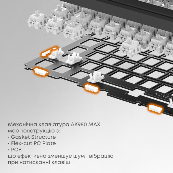Фото - Клавиатура проводная игровая Ajazz AK980 MAX Magnetic switches Black Gray Yellow (AK980-MAX-M-BGY)