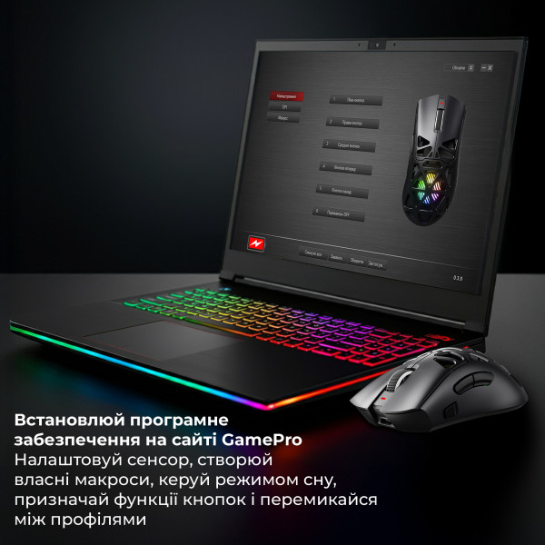 Фото - Мышь беспроводная игровая GamePro Genesis Spider Wireless/Bluetooth/USB PixArt PAW3311 Sensor Black (GM870B)