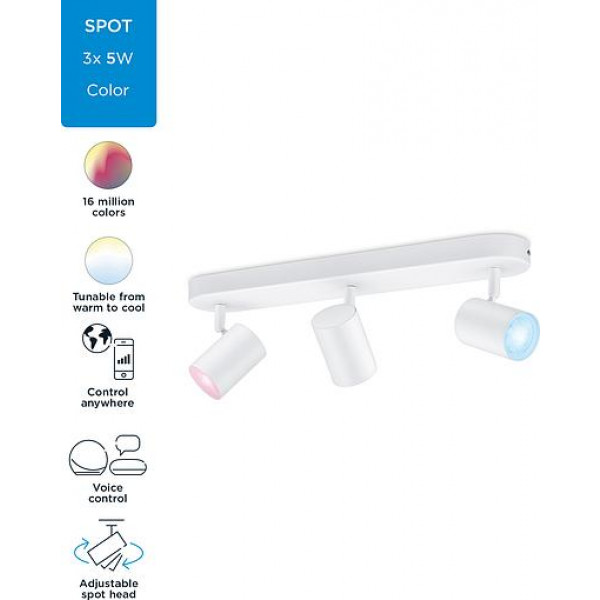 Фото - Светодиодный светильник WiZ IMAGEO Spots 3x5W 2200-6500K RGB Wi-Fi White (929002658901)