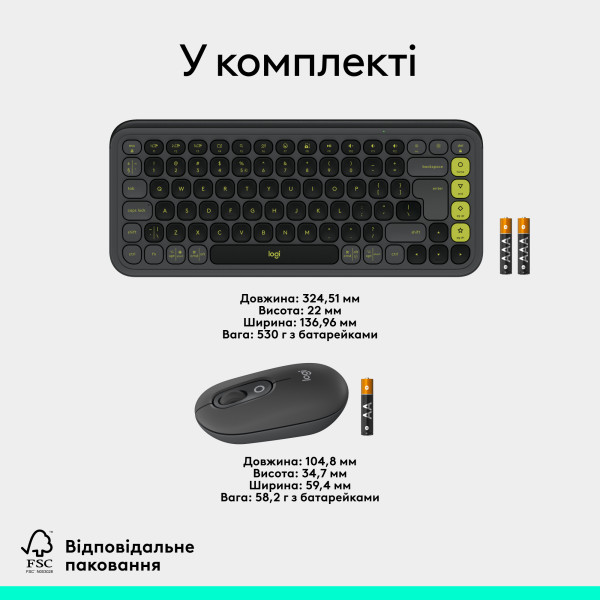 Фото - Уценка - Клавиатура+мышь беспроводная Logitech POP Icon COMBO Graphite UKR (920-013156)