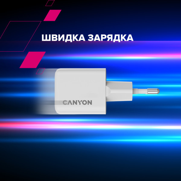 Фото - Сетевое зарядное устройство Canyon CU35CC GaN 35W 2xPD White (CNS-CUW35CC)