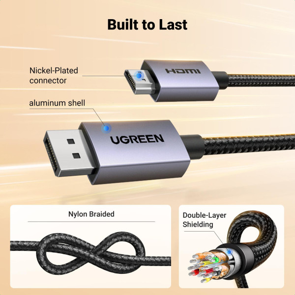Фото - Кабель UGREEN DP125 DisplayPort to HDMI 2.0 4K@30Hz 2m Black (35842)