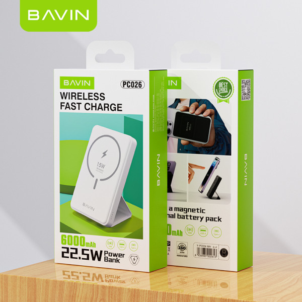Фото - Батарея мобильная Bavin PC026 6000 mAh Wireless FAST CHARGING 22.5W White (Y-PC026 WH)