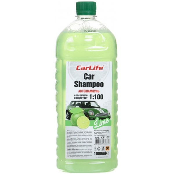 Фото - Шампунь для авто CarLife концентрат 1:100 Lime Car Shampoo CONCENTRATE 1 л (CF102)