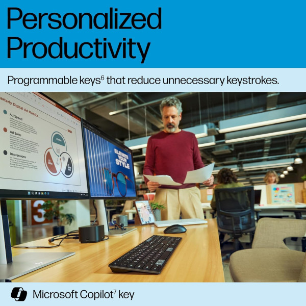 Фото - Клавиатура беспроводная HP 720 Multi-Device Rechargeable, 109key, WL/BT, EN/UK Black (9T5B1AA)