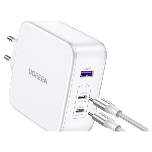 Фото - Сетевое зарядное устройство UGREEN CD289 GaN 140W with Cable White (15339)