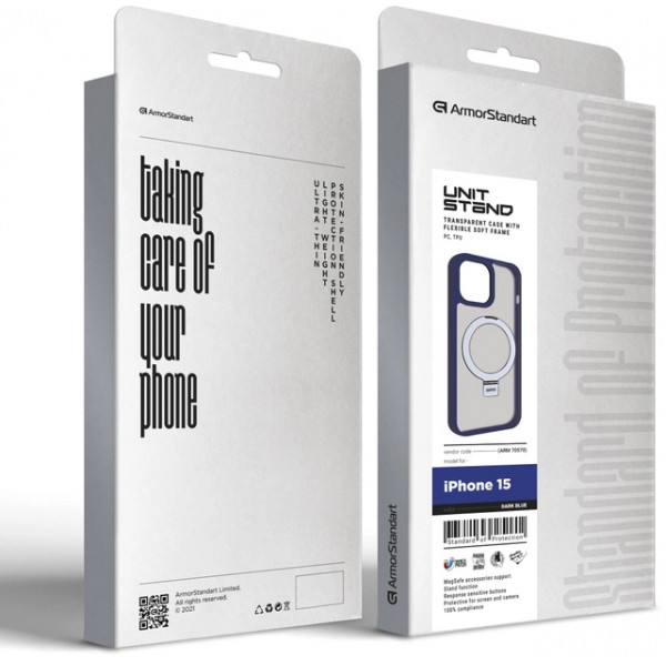 Фото - Чехол для смартфона Armorstandart Unit Stand for Apple iPhone 15 Dark Blue (ARM70570)