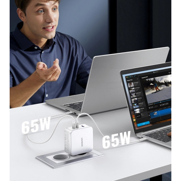 Фото - Сетевое зарядное устройство UGREEN CD289 GaN 140W with Cable White (15339)