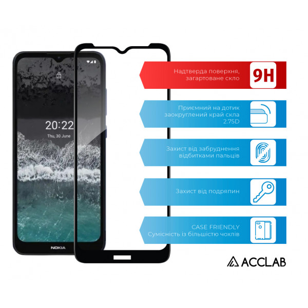 Фото - Защитное стекло для смартфона ACCLAB Full Glue for Nokia C21 Black (1283126552564)