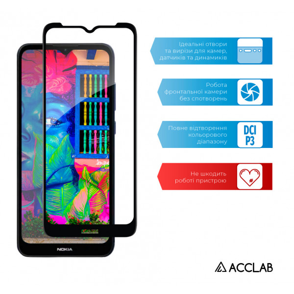 Фото - Защитное стекло для смартфона ACCLAB Full Glue for Nokia C21 Black (1283126552564)