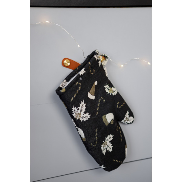 Фото - Прихватка-рукавица Прованс Шапочки на черном 32х18 см (036450)