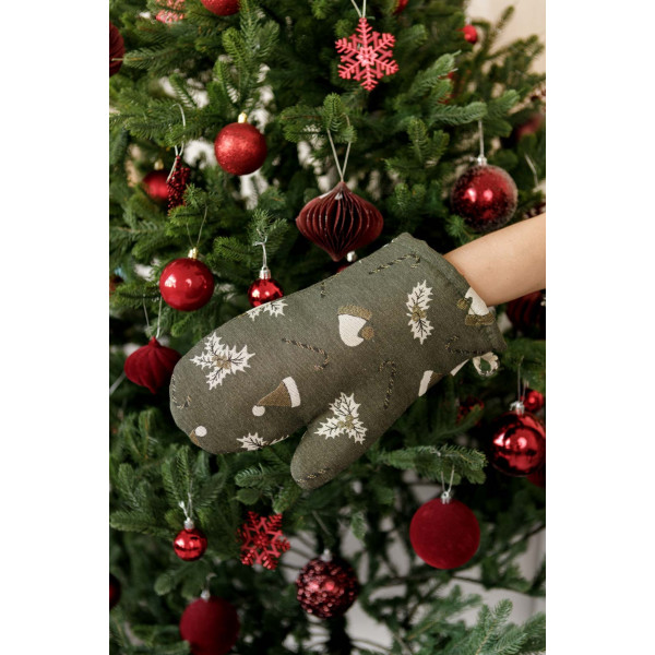 Фото - Прихватка-рукавица Прованс Шапочки на зеленом 32х18 см (036844)