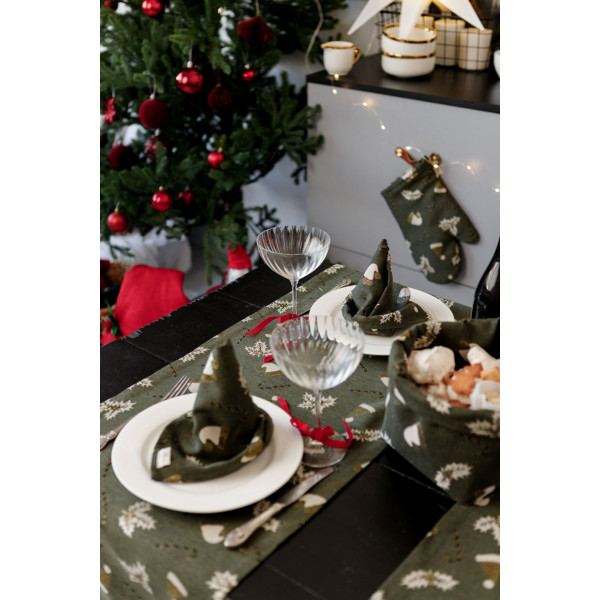 Фото - Прихватка-рукавица Прованс Шапочки на зеленом 32х18 см (036844)