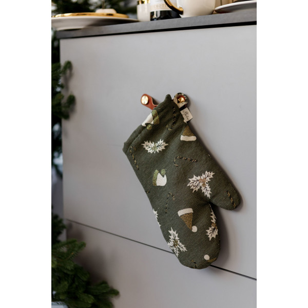 Фото - Прихватка-рукавица Прованс Шапочки на зеленом 32х18 см (036844)