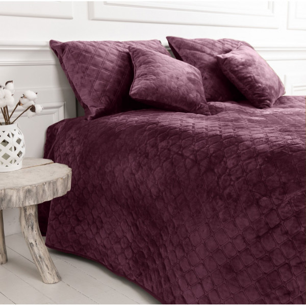 Фото - Покрывало двуспальное ТЕП Velour 180х240 см Бордо/Ромб круглый (4-00516_22869)