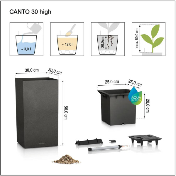 Фото - Вазон Lechuza Canto Slatestone High 30 темно-серый 15936