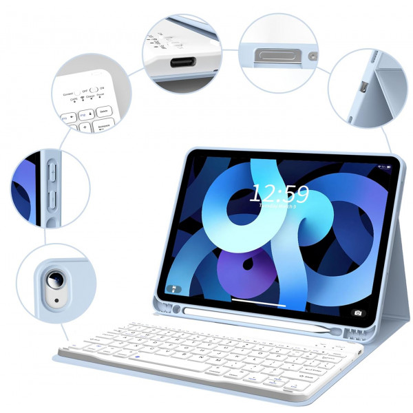 Фото - Чехол-клавиатура для планшета BeCover с беспроводной клавиатурой for Apple iPad Air 11'' (M2)/iPad Air 11'' (M3) Light Blue (711397)